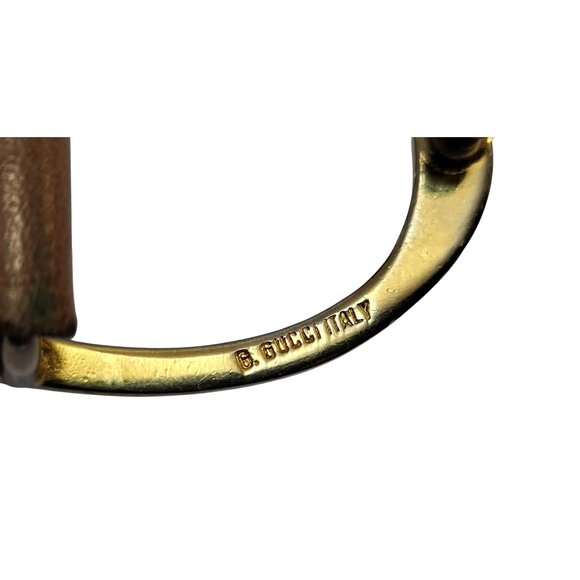 Vintage Gucci Leather Belt Oval Logo Brass Buckle - Picture 6 of 10